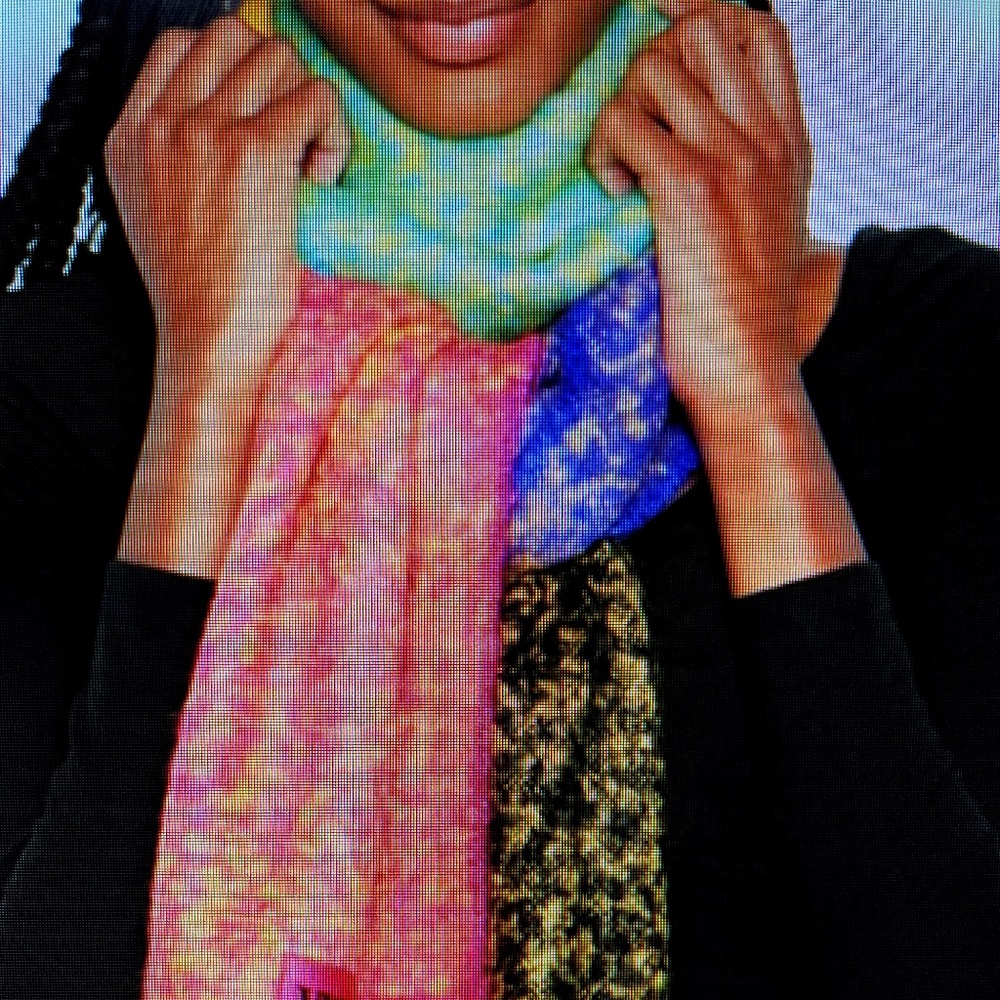 New Victoria’s Secret Plush Scarf Rainbow Colorblock Purple Pink Yellow Green